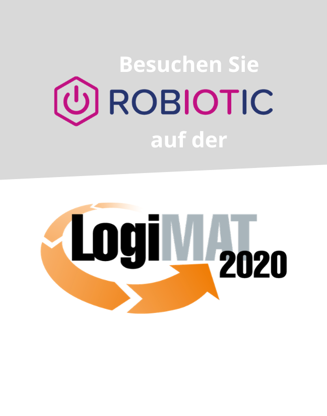 Robiotic Logo mit Hinweis auf Messe LogiMat
